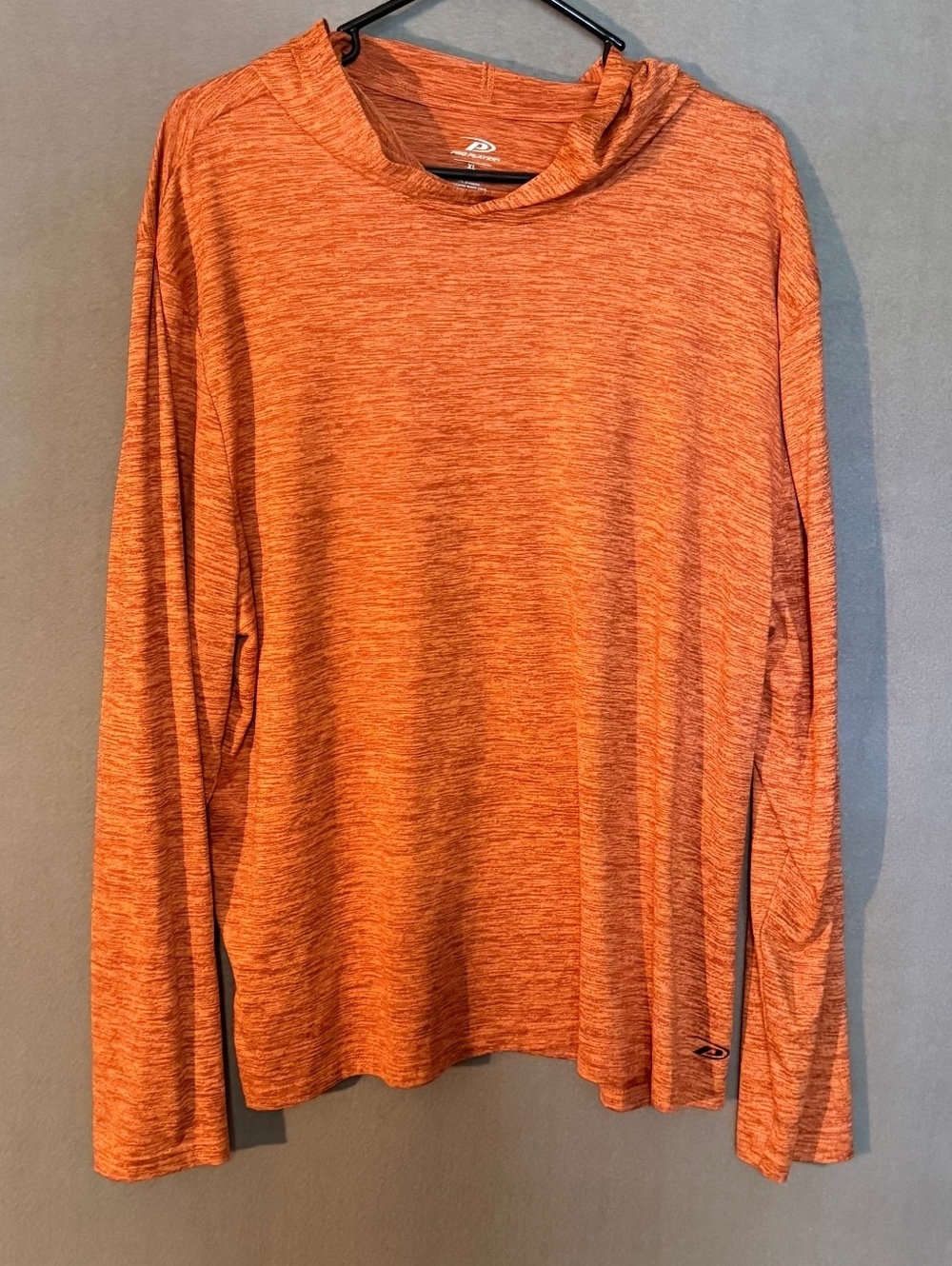 Pro Player XL Orange Long Sleeve Hooded Athletic Shirt